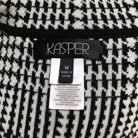 NWOT Kasper Wool Blend Tipped Houndstooth Plaid Mandarin Collar Cape - Picture 11 of 12